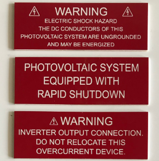 Solar Warning Labels - Engraved Signs