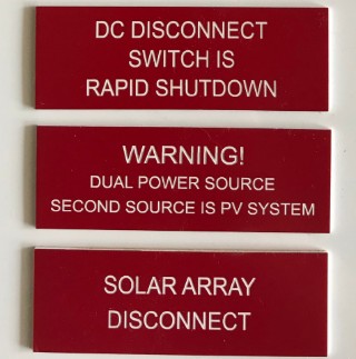 Photovoltaic Solar Labels - Engraved Signs
